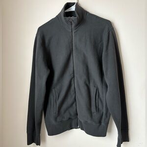 Vintage J.Crew Fleece Men’s Large Full Zip Black Faded Jacket Mock Neck Pockets